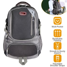 Unisex School Backpack Casual Travel Shoulder Bag W/ Adjustable Straps Dual-Water Bottle Pouch